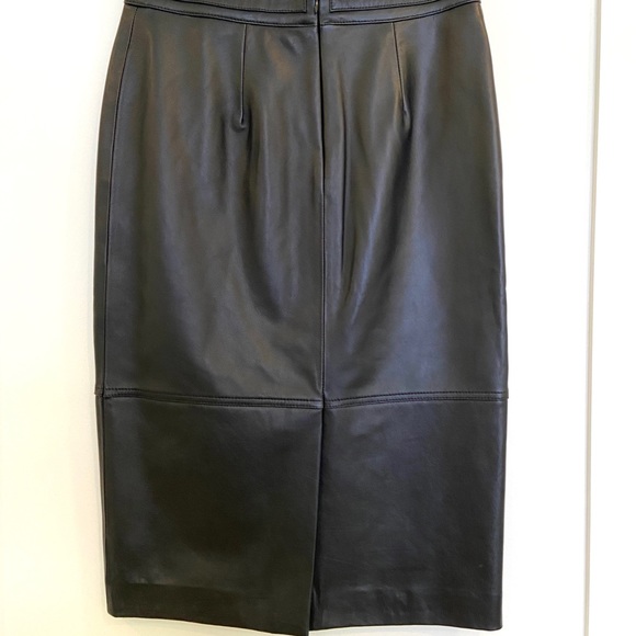 Reiss Kai Black Leather Pencil Skirt - Picture 5 of 14